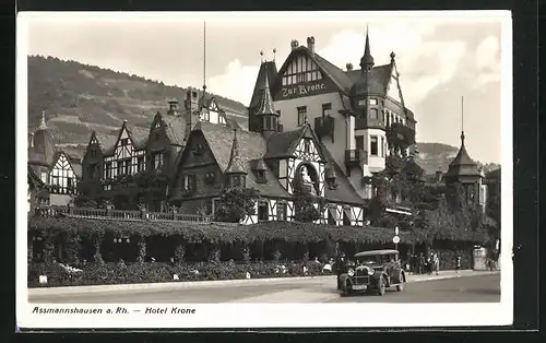 AK Assmannshausen a. Rhein, Hotel u. Gasthaus Zur Krone