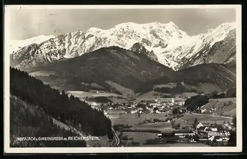 AK Trofaiach, Panorama mit Blick auf Gmeingrube und Reichenstein