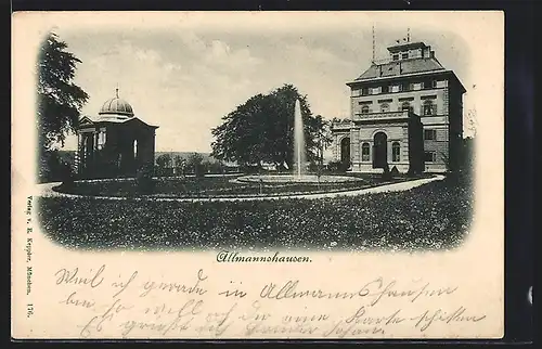 AK Allmannshausen, Ortspartie mit Brunnen