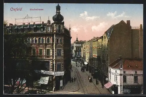 AK Crefeld, Blick auf Hochstrasse