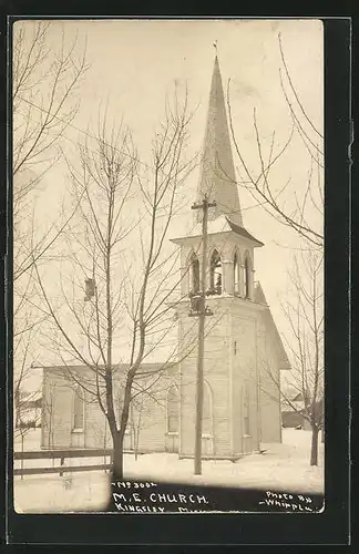 Foto-AK Kingsley, MI, Kirche im Schnee