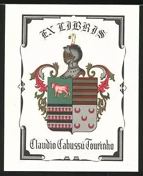 Exlibris Claudio Cabussu Tourinho, Wappen mit Ritterhelm