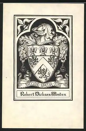Exlibris Robert Dickson Weston, Wappen mit Ritterhelm