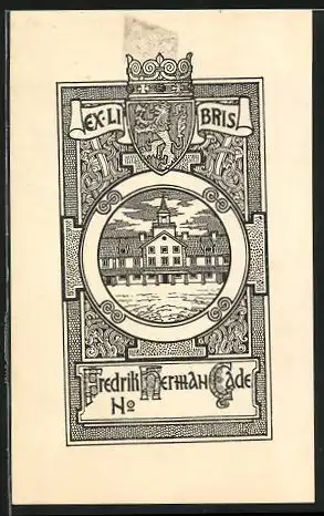 Exlibris Fredrik Herman Cade, Schloss - Herrenhaus, Wappen