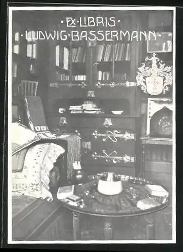 Exlibris von Ludwig Bassermann für Ludwig Bassermann, Privat-Bücherei-Bibliothek