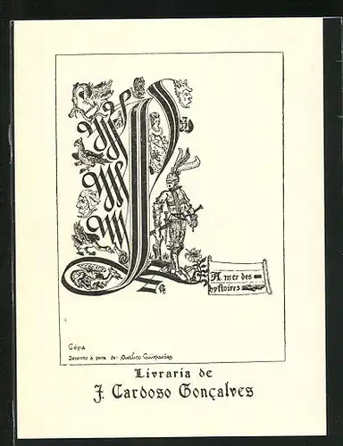 Exlibris J. Cardoso Goncalves, Ritter nebst Initialen