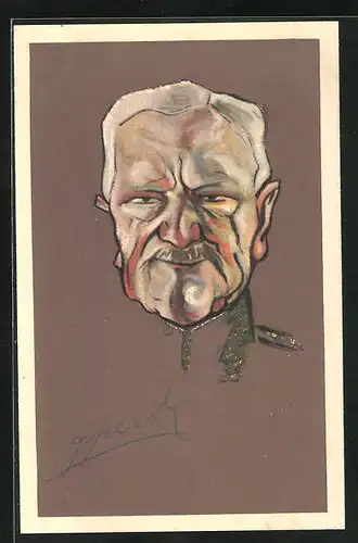 Künstler-AK America, Karikatur von Heerführer Pershing