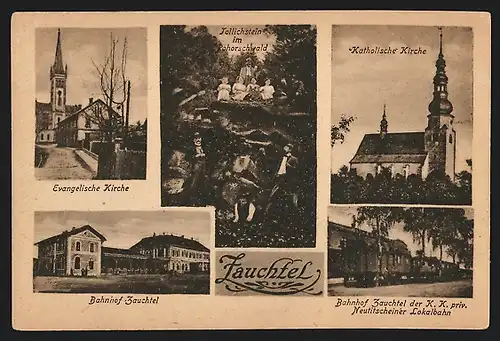 AK Zauchtel, Tollichstein im Pohorschwald, Katholische Kirche, Bahnhof