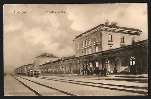 AK Érsekujvár, Vasuti állomás, Bahnhof