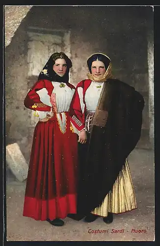 AK Nuoro, Costume Sardi, Zwei Italienerinnen in Tracht