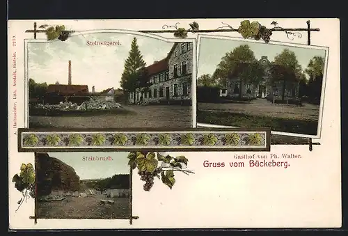 AK Obernkirchen, Steinbruch, Steinsägerei, Gasthof v. Ph. Walter