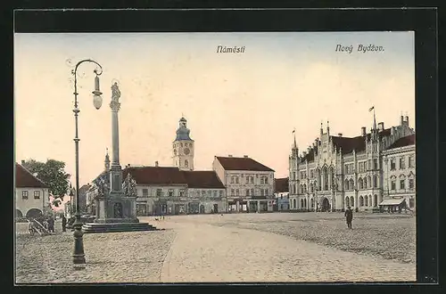 AK Novy Bydzov, namesti, Marktplatz mit Ladengeschäften