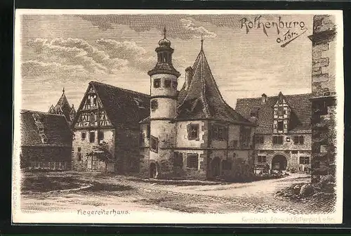 Künstler-AK Rothenburg, Ortspartie am Hegereiterhaus