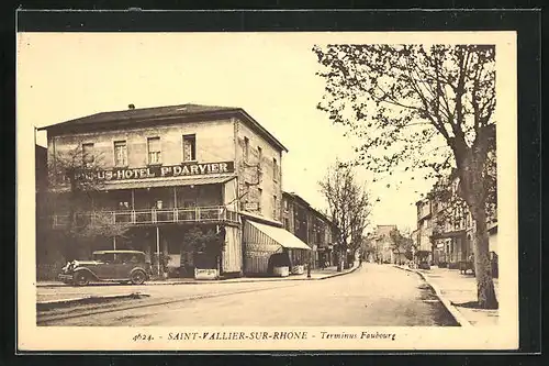 AK Saint-Vallier-sur-Rhone, Terminus Faubourg avec Hôtel Darvier