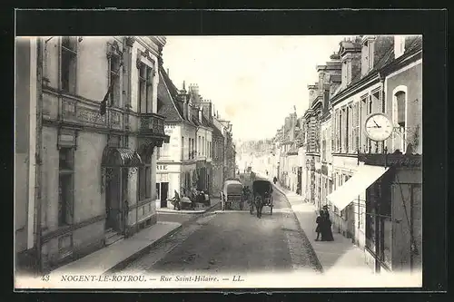 AK Nogent-le-Rotrou, Rue Saint-Hilaire, Strassenpartie