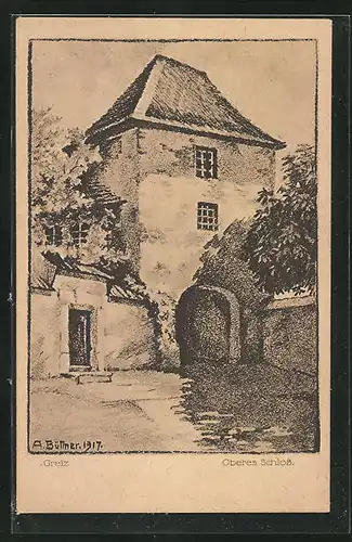 Künstler-AK Greiz, Oberes Schloss