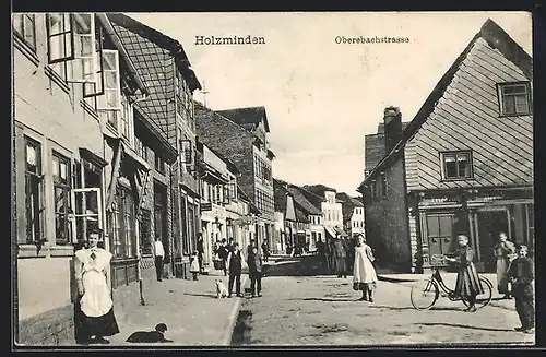 AK Holzminden, Oberebachstrasse mit Geschäften