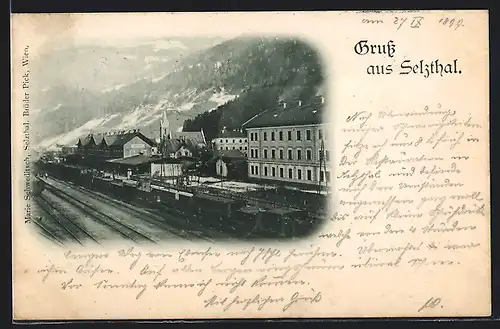 AK Selzthal, Bahnhof mit Ortsblick aus der Vogelschau