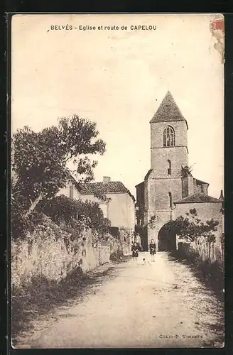 AK Belvés, Eglise et route de Capelou