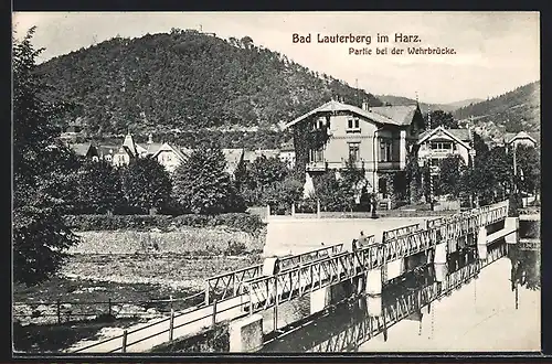 AK Bad Lauterberg im Harz, Partie bei der Wehrbrücke mit Berg