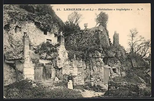 AK Langeais, Habitations troglodytes, Höhlenwohnungen