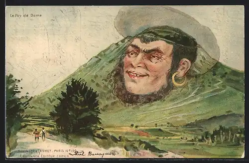 Künstler-AK Killinger Nr. 130: Le Puy de Dome, Berg mit Gesicht / Berggesichter