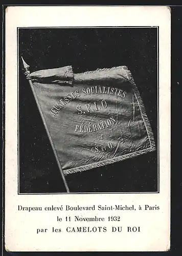 AK Paris, Drapeau enleve Boulevard Saint-Michel le 11 Novembre 1932 par les Camelots du Roi