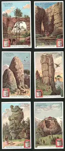 6 Sammelbilder Liebig, Serie Nr.: 710, Roccie Famose, Blocco monstre, Heuscheuer, Zachloru