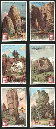 6 Sammelbilder Liebig, Serie Nr.: 710, Rochers Remarquables, Heuscheuer, Zachloru, Prebisch