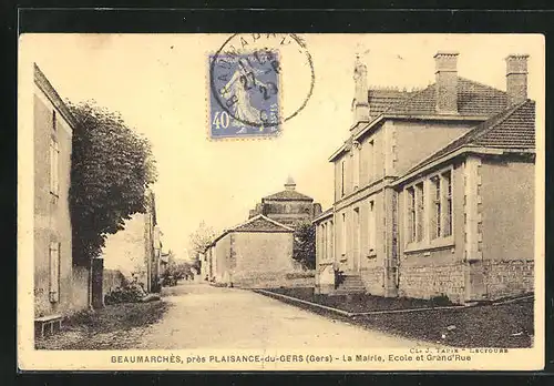 AK Beaumarchés / Gers, La Mairle, Ecole et Grand`Rue