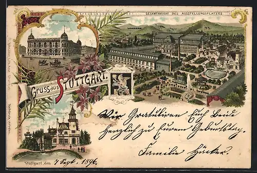 Lithographie Stuttgart, Elektrizitäts-Haus, Gesamtansicht des Ausstellungsplatzes