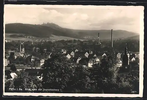 AK Flöha, Teilansicht mit Blick zur Augustusburg