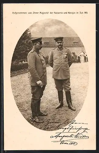 AK Schloss Posen, Kaiser Wilhelm II. und Paul von Hindenburg 1915