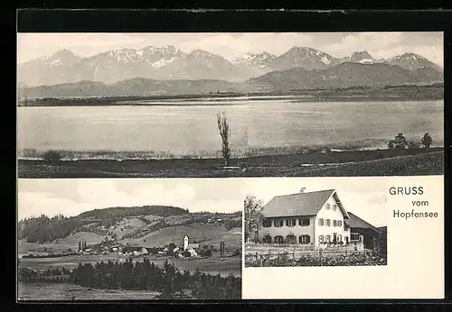 AK Füssen, Teilansicht, Gebäudeansicht, Hopfensee