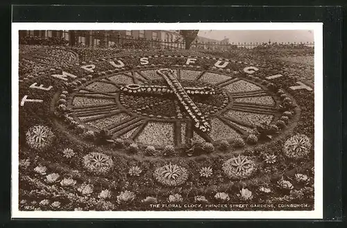 AK Edinburgh, Princes Street Gardens, the Floral Clock, Blumen-Uhr