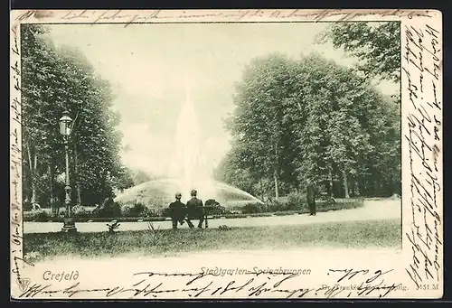 AK Crefeld, Stadtgarten-Springbrunnen