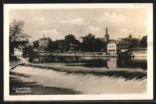 AK Schweinfurt, Mainpartie mit Stadtblick