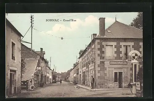 AK Sornac, Grand`Rue, Strassenpartie