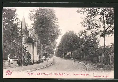 AK Méry-sur-Seine, Route de Mesgrigny