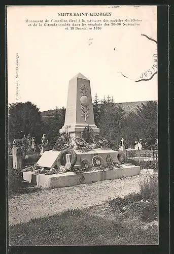 AK Nuits-Saint-Georges, Monument du Cimeière élevé à la memoire des mobiles du Rhone