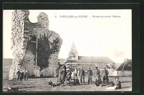 AK Chatillon-sur-Marne, Ruines du vieux Château