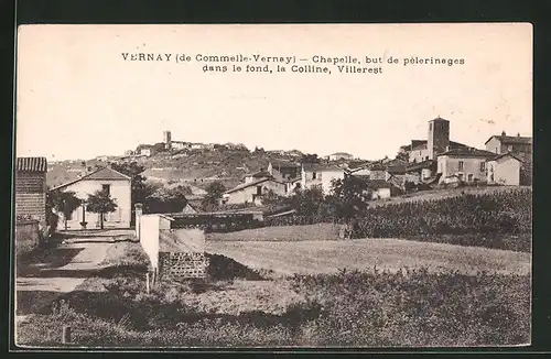 AK Vernay, Chapelle, but de pélerinages, dans le fond, la Colline, Villerest