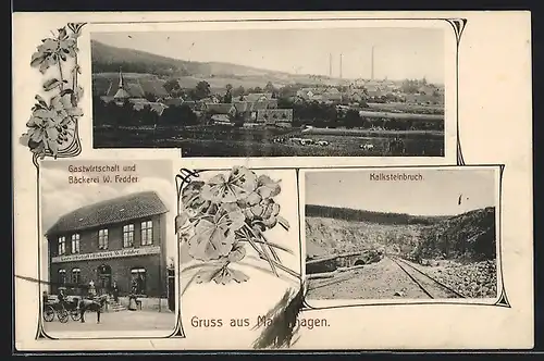 AK Marienhagen, Gasthof W. Fedder, Kalksteinbruch, Totalansicht