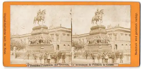 Stereo-Fotografie Ansicht Berlin, Denkmal Friedrich des Grossen Unter den Linden