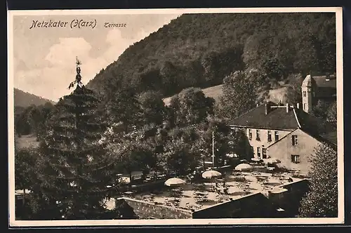 AK Netzkater /Harz, Terrasse eines Gasthauses