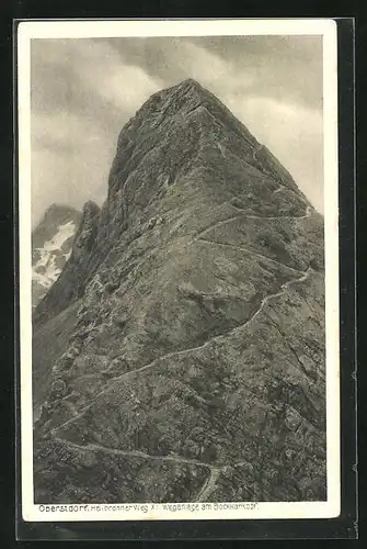 AK Oberstdorf i. Allgäu, Weganlage am Bockkarkopf, Bergsteigen am Heilbronnerweg