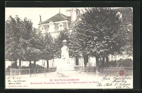 AK Nuits-Saint-Georges, Monument Tisserand, Directeur de l`Observatoire de Paris