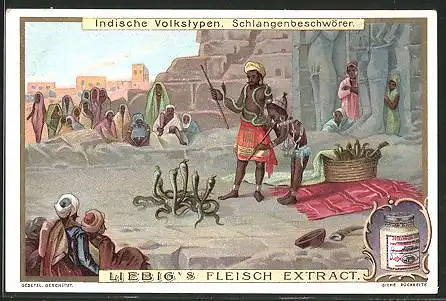 Sammelbild Liebig, Indische Volkstypen, Schlangebeschwörer