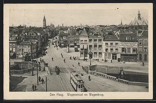 AK Den Haag, Waagenstraat en Wagenbrug, Strassenbahn