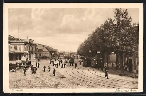 AK Utrecht, Stationsplein, Bahnhof, Bahnhofsplatz mit Strassenbahn